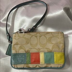 Coach Legacy Signature Jacquard & Multi Colored Patent Design & Pink Interior